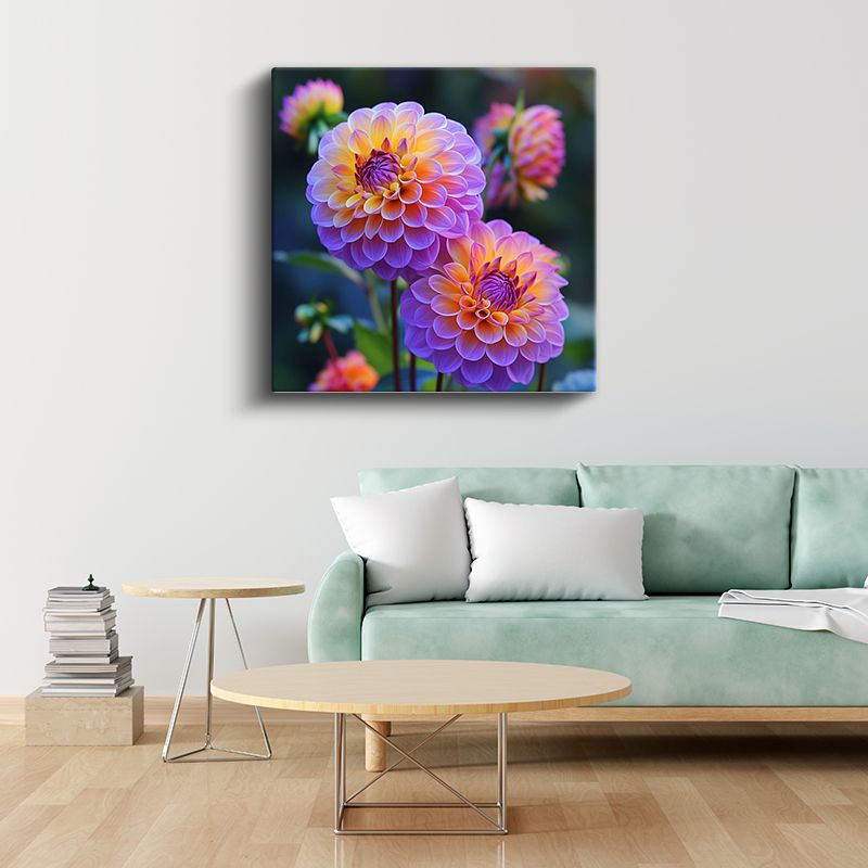 Yıldız Çiçeği - Canlı Renkli Dahlia Portresi Kanvas Tablo