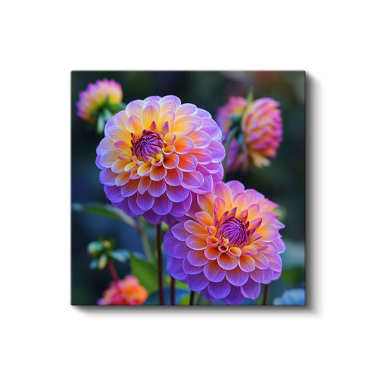 Yıldız Çiçeği - Canlı Renkli Dahlia Portresi Kanvas Tablo