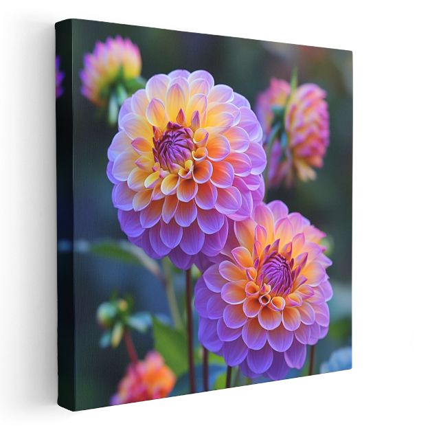 Yıldız Çiçeği - Canlı Renkli Dahlia Portresi Kanvas Tablo