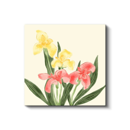 Bahar Çiçekleri - Sarı ve Pembe İris Kompozisyonu Kanvas Tablo