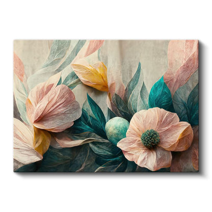 Pastel Çiçekler - Yumuşak Tonlarda Zarif Kompozisyon Kanvas Tablo