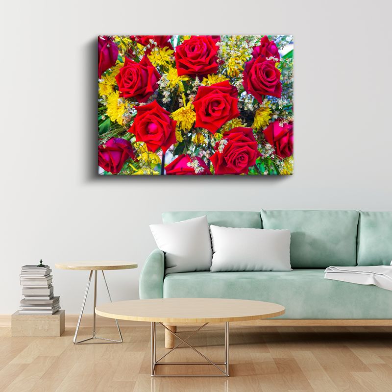 Kırmızı Güller - Canlı Renkli Çiçek Buketi Kanvas Tablo