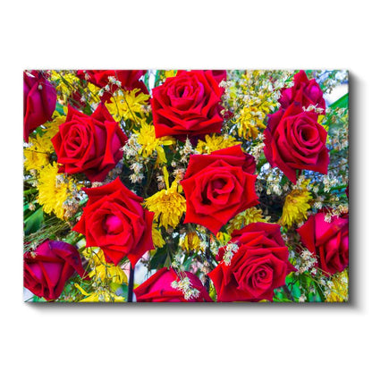 Kırmızı Güller - Canlı Renkli Çiçek Buketi Kanvas Tablo