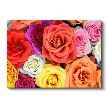 Renkli Gül Buketi - Canlı Tonlarda Çiçek Aranjmanı Kanvas Tablo