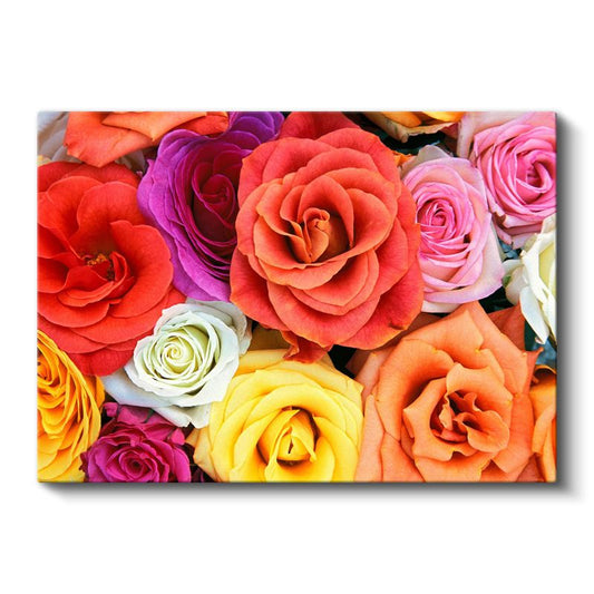 Renkli Gül Buketi - Canlı Tonlarda Çiçek Aranjmanı Kanvas Tablo