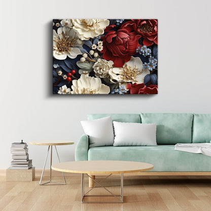 Gece ve Ayçiçeği - Siyah Fonda Altın Sarısı Çiçek Portresi Kanvas Tablo