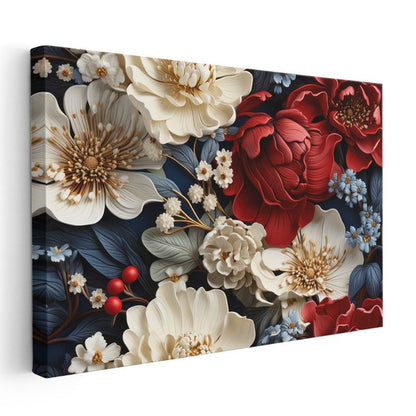 Gece ve Ayçiçeği - Siyah Fonda Altın Sarısı Çiçek Portresi Kanvas Tablo