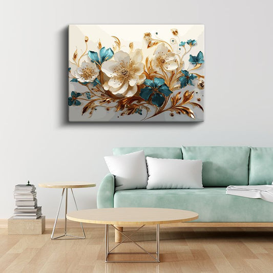 Kristal Damlalar - Makro Çekim Ayçiçeği Detayı Kanvas Tablo