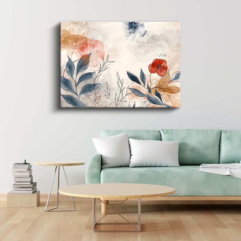 Mor İhtişam - Dramatik Fonda Zarif Papatya Portresi Kanvas Tablo