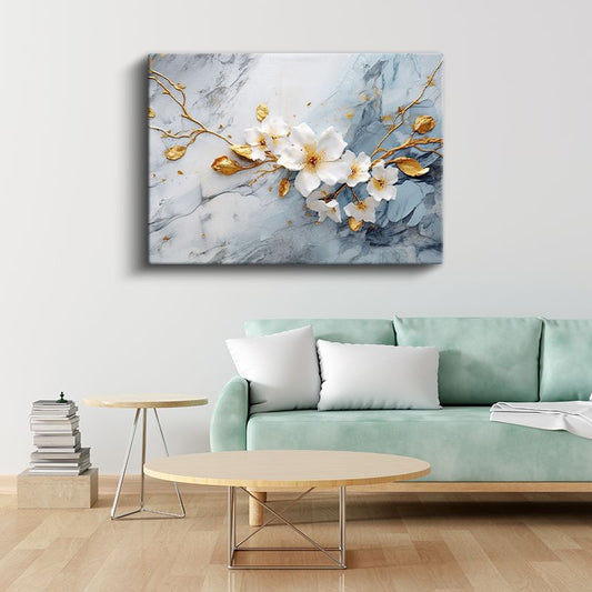 Altın Çiçek Denizi - Yeşil Yapraklı Ayçiçeği Bahçesi Kanvas Tablo