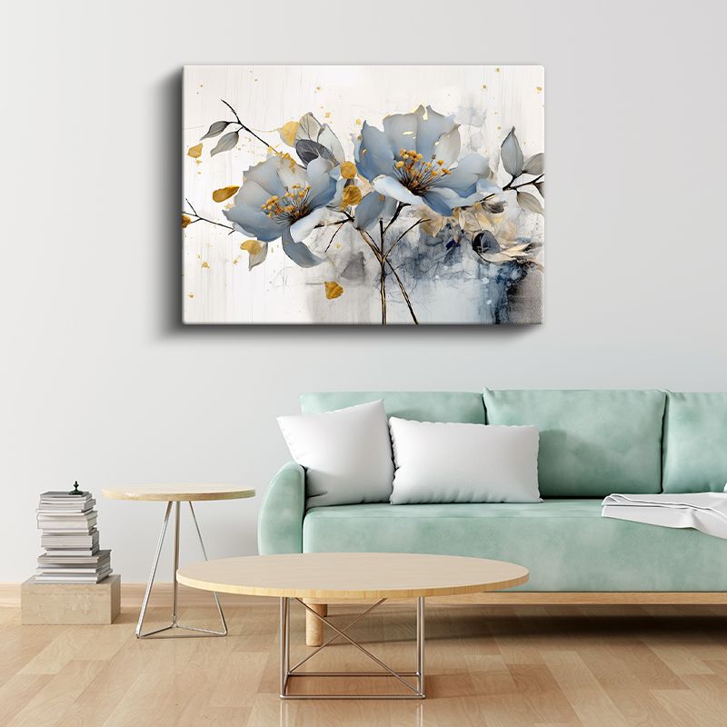 Lavanta Zambak - Minimalist Beyaz Fonda Zarif Çiçek Portresi Kanvas Tablo