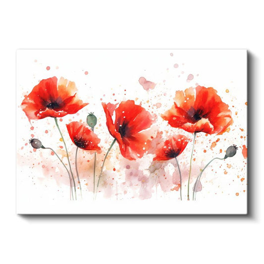 Turkuaz Çiçekler - Sulu Boya Esintisi Kanvas Tablo