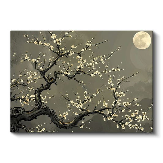 Altın Detaylı Çiçekler - Turkuaz ve Krem Zarafeti Kanvas Tablo