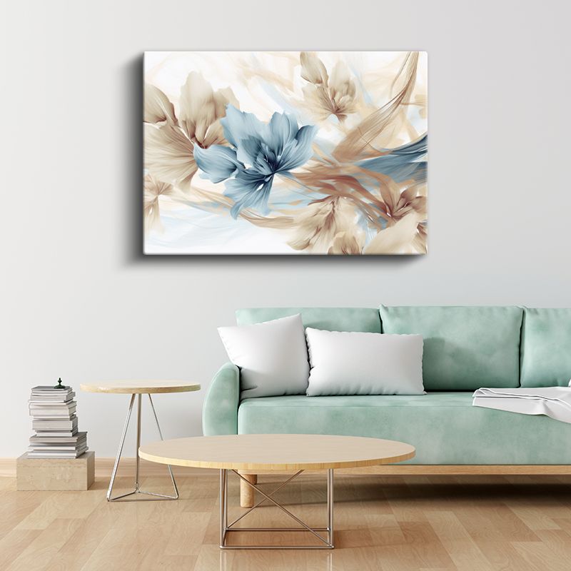 Sulu Boya Yapraklar - Minimalist Çiçek Deseni Kanvas Tablo