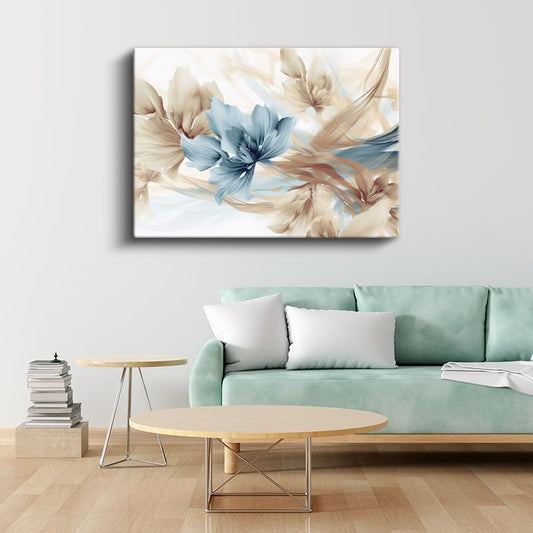 Sulu Boya Yapraklar - Minimalist Çiçek Deseni Kanvas Tablo