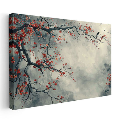 Mavi Çiçek İkilisi - Altın Detaylı Minimalist Tasarım Kanvas Tablo