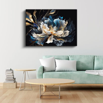 Şakayık Çiçekleri - Altın Işıltılı Pembe Gül Buketleri Kanvas Tablo