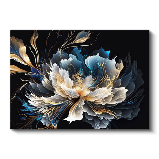 Şakayık Çiçekleri - Altın Işıltılı Pembe Gül Buketleri Kanvas Tablo