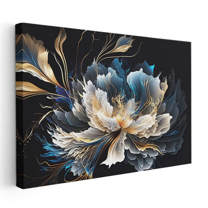 Şakayık Çiçekleri - Altın Işıltılı Pembe Gül Buketleri Kanvas Tablo