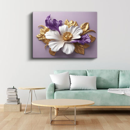 Kiraz Çiçekleri - Mavi Fonda Zarif Bahar Dalları Kanvas Tablo