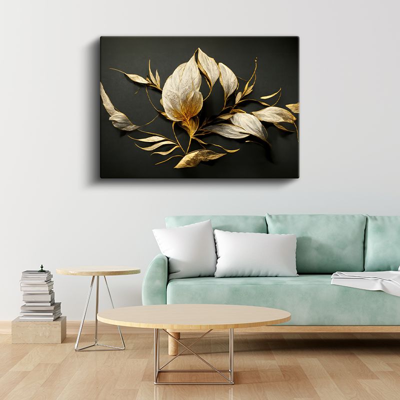 Barok Çiçekler - Altın Detaylı Lüks Çiçek Aranjmanı Kanvas Tablo