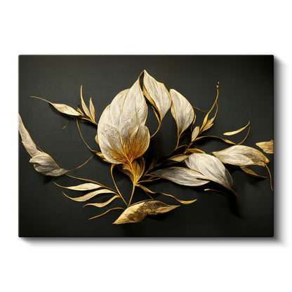Barok Çiçekler - Altın Detaylı Lüks Çiçek Aranjmanı Kanvas Tablo