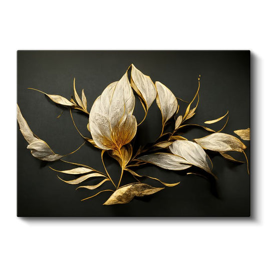 Barok Çiçekler - Altın Detaylı Lüks Çiçek Aranjmanı Kanvas Tablo