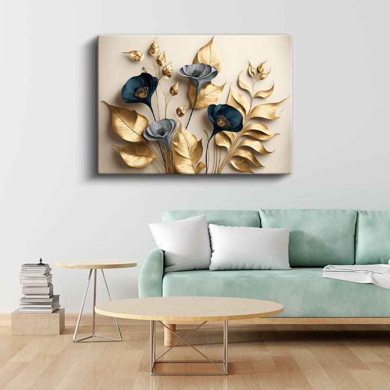 Kırmızı Çiçekli Dal - Sisli Manzarada Japon Tarzı Çiçek Dalı Kanvas Tablo