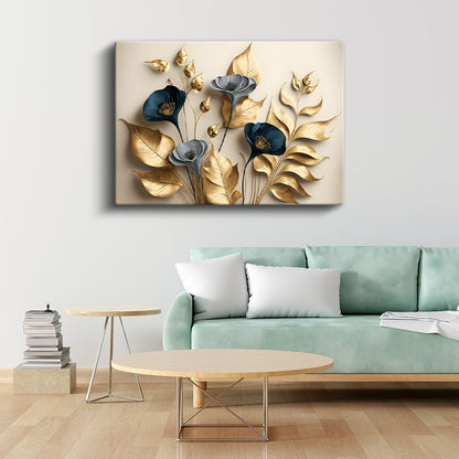 Kırmızı Çiçekli Dal - Sisli Manzarada Japon Tarzı Çiçek Dalı Kanvas Tablo