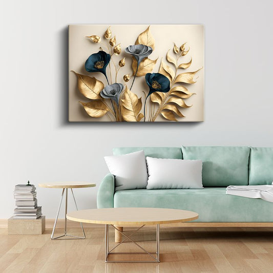 Kırmızı Çiçekli Dal - Sisli Manzarada Japon Tarzı Çiçek Dalı Kanvas Tablo