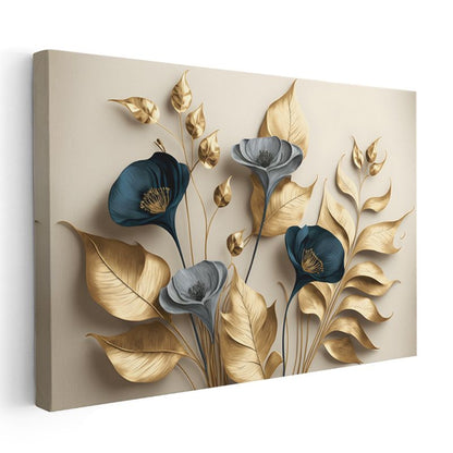 Kırmızı Çiçekli Dal - Sisli Manzarada Japon Tarzı Çiçek Dalı Kanvas Tablo