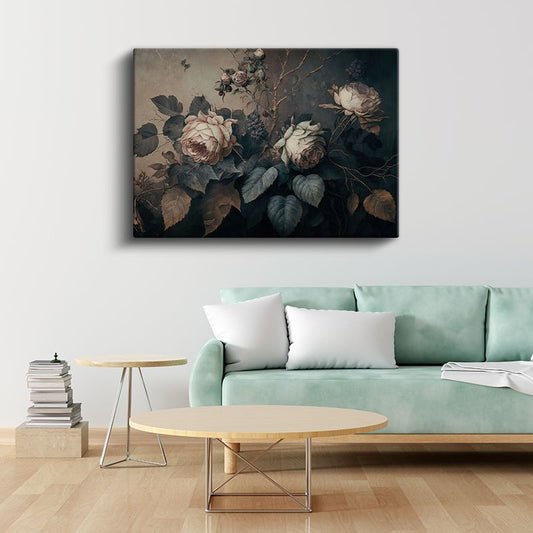 Gümüş Altın Buket - Zarif Çiçek Aranjmanı Kanvas Tablo
