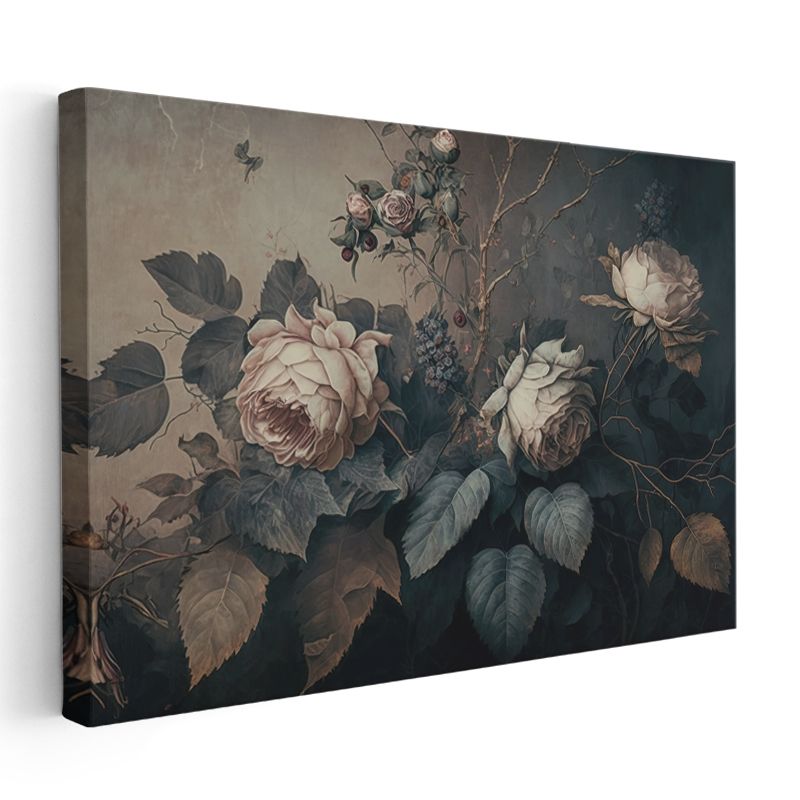 Gümüş Altın Buket - Zarif Çiçek Aranjmanı Kanvas Tablo