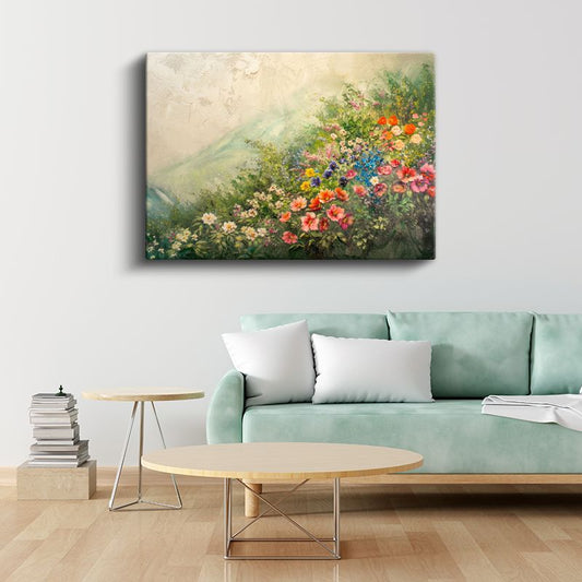 Kiraz Çiçekleri - Sulu Boya Efektli Bahar Dalları Kanvas Tablo