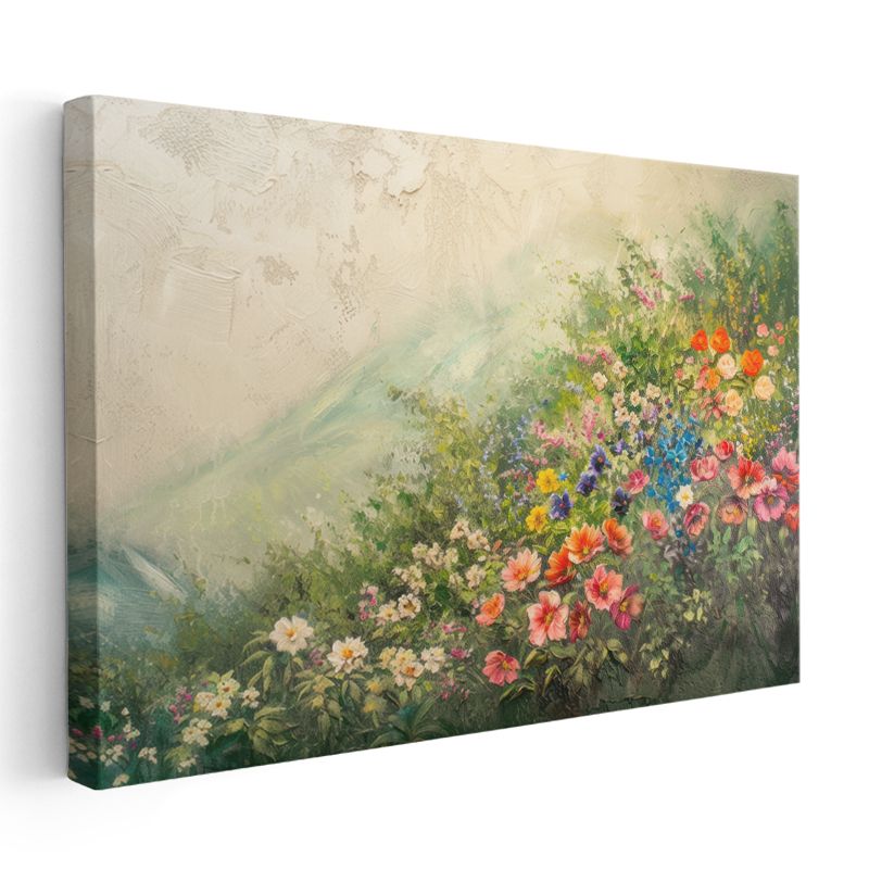 Kiraz Çiçekleri - Sulu Boya Efektli Bahar Dalları Kanvas Tablo