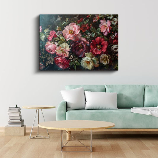 Mavi Anemonlar - Sanatsal Çiçek Deseni Kanvas Tablo