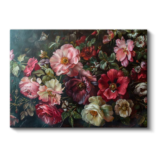 Mavi Anemonlar - Sanatsal Çiçek Deseni Kanvas Tablo