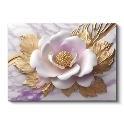 Altın Tomurcuklar - Siyah Fonda Zarif Çiçek Tasarımı Kanvas Tablo