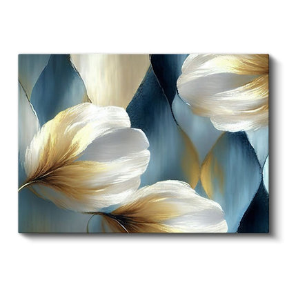 Pastel Şakayıklar - Mavi Fonda Zarif Çiçek Buketi Kanvas Tablo