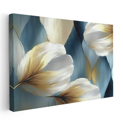 Pastel Şakayıklar - Mavi Fonda Zarif Çiçek Buketi Kanvas Tablo