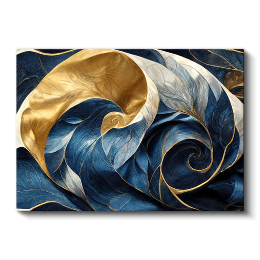 Beyaz Lotus - Mor Zeminde Altın Detaylı D Çiçek Kanvas Tablo