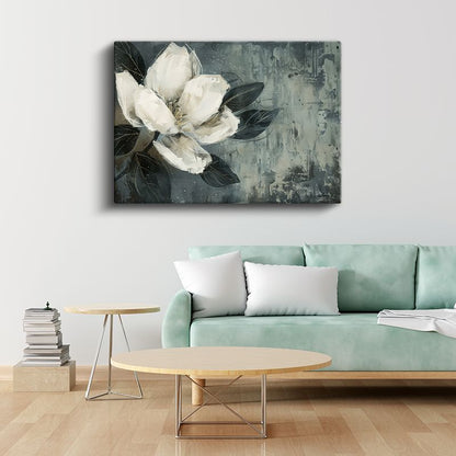 Klasik Şakayıklar - Koyu Zeminde Vintage Çiçek Deseni Kanvas Tablo