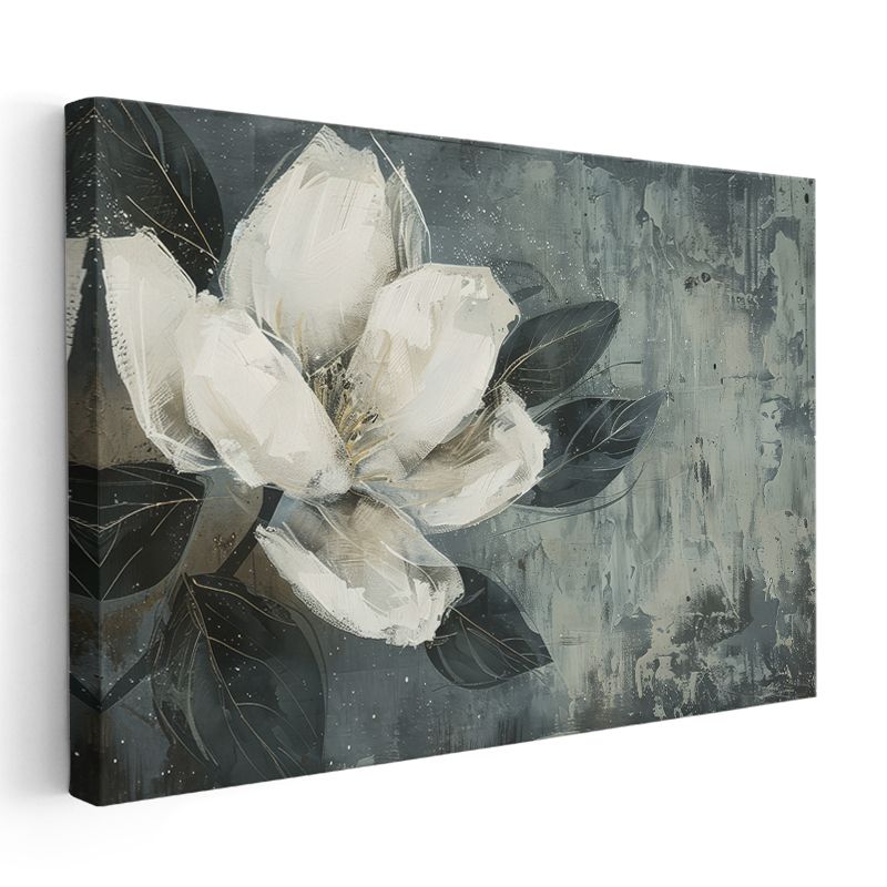 Klasik Şakayıklar - Koyu Zeminde Vintage Çiçek Deseni Kanvas Tablo