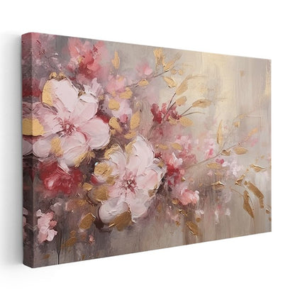 Altın Işıltılı Çiçek - Siyah Fonda Zarif Tasarım Kanvas Tablo