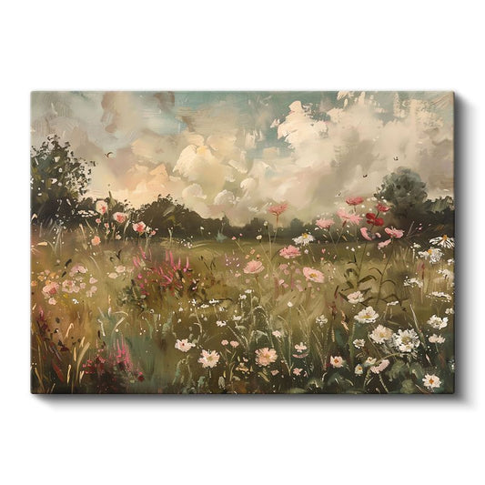 Altın Çiçekler - Siyah Fonda Metalik Çiçek Kompozisyonu Kanvas Tablo