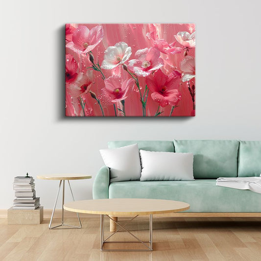 Pembe Zambaklar - Bakır Tonlu Çiçek Aranjmanı Kanvas Tablo