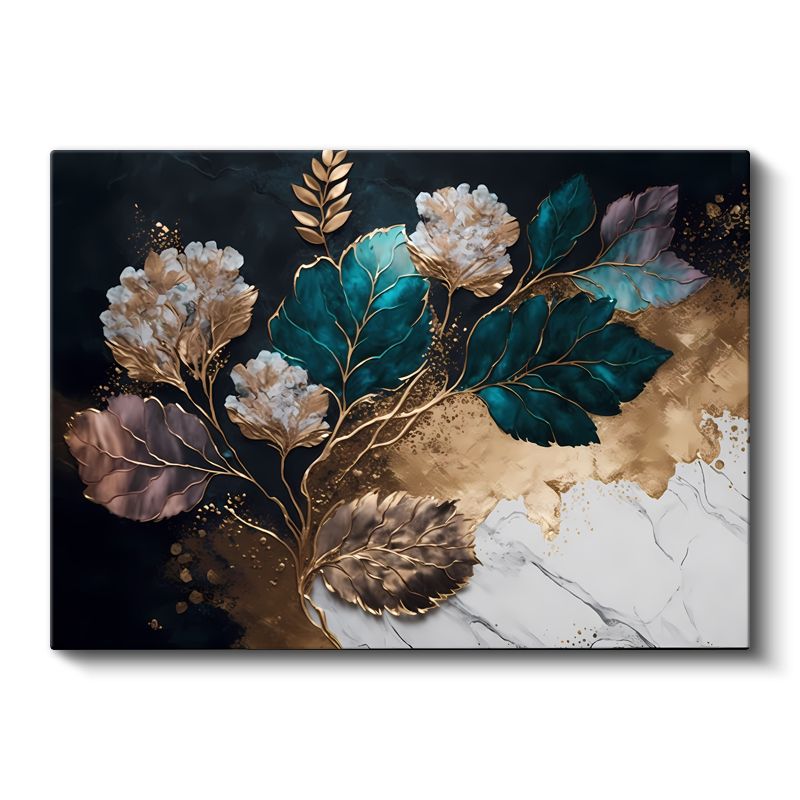 Beyaz Laleler - Mavi Tonlu Zarif Çiçek Deseni Kanvas Tablo