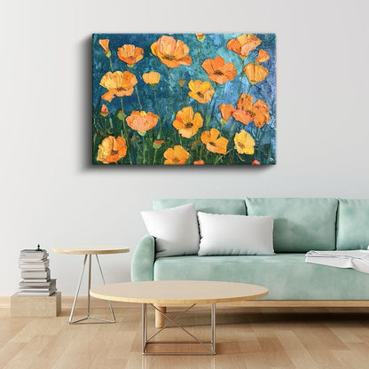 Mavi Altın Spiral - Soyut Yaprak Deseni Kanvas Tablo