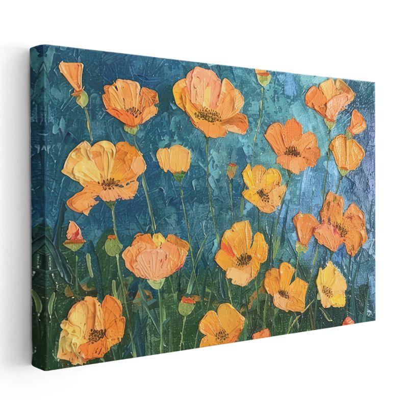 Mavi Altın Spiral - Soyut Yaprak Deseni Kanvas Tablo