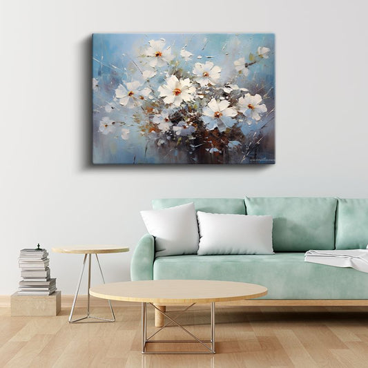 Kır Çiçekleri - Altın Işıklı Çayır Manzarası Kanvas Tablo